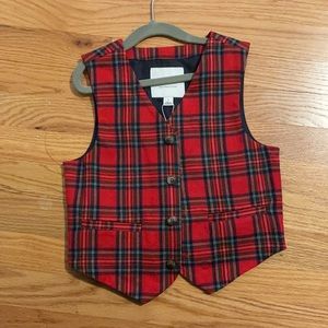 Janie and Jack Tartan Vest Size 6 NWT